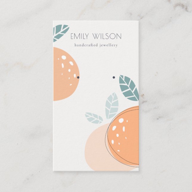 Cute Orange Abstract Fruit Bold Earring Display Business Card (Front)