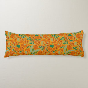 Cute orange abstract seamless flowers body cushion
