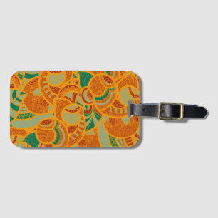 Cute orange abstract seamless flowers ceramic tile luggage tag