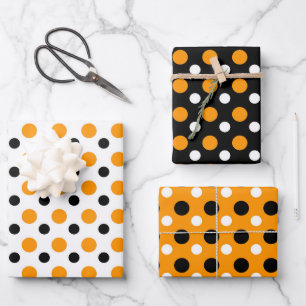 Cute Orange And Black Pattern Wrapping Paper Sheet