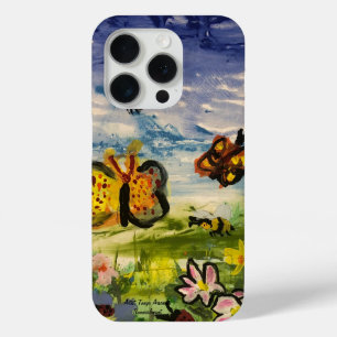 Cute Orange and Blue Children's Watercolor Art iPhone 15 Pro Case