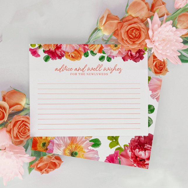 Cute Orange and Bright Pink Floral Advice Card (Creator Uploaded)