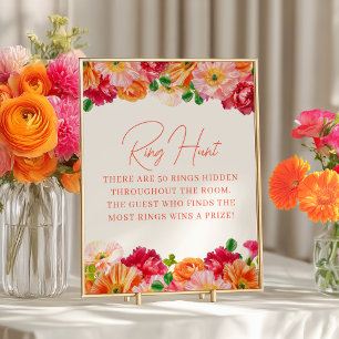 Cute Orange and Bright Pink Floral Ring Hunt Game Poster