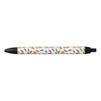 Cute Orange and Leaves Pattern Black Ink Pen