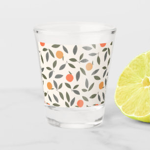 Cute Orange and Leaves Pattern Shot Glass