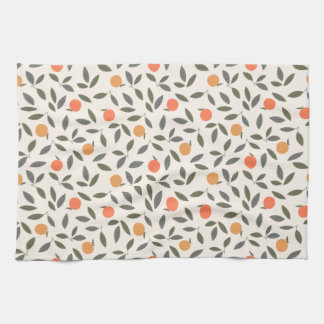 Cute Orange and Leaves Pattern Tea Towel