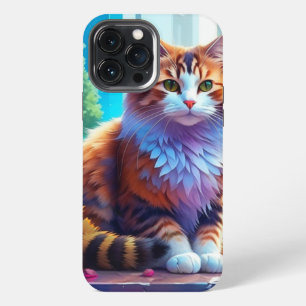 Cute Orange and White Cat Sitting in City Window iPhone 13 Pro Max Case