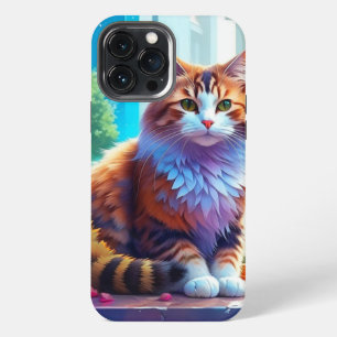 Cute Orange and White Cat Sitting in City Window iPhone 13 Pro Max Case