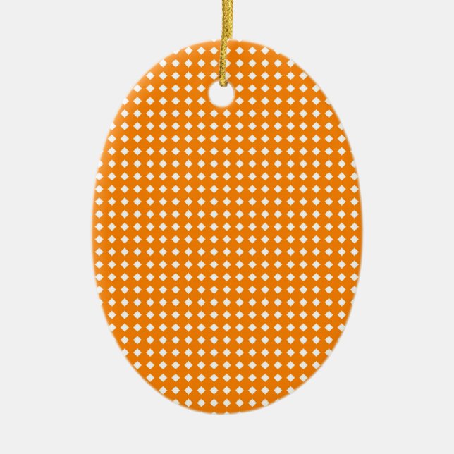 Cute Orange and White Geometric Pattern Ceramic Tree Decoration (Front)
