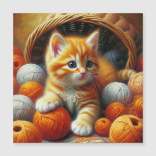 Cute Orange and White Kitten Playing in Yarn