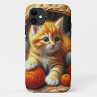 Cute Orange and White Kitten Playing in Yarn