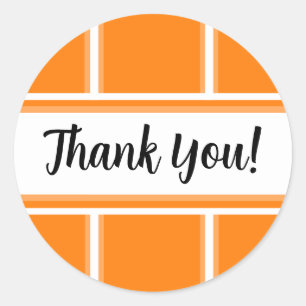 Cute Orange and White Thank You Classic Round Sticker