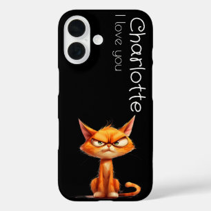 Cute orange angry cartoon cats name  iPhone 16 case