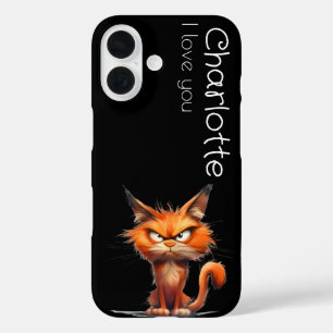 Cute orange angry cartoon cats name  iPhone 16 case