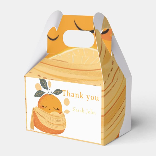 cute orange Baby shower  Favour Box (Front Side)