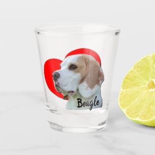 Cute Orange Beagle Fur Baby Love Heart Shot Glass