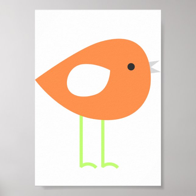Cute Orange Bird Poster (Front)