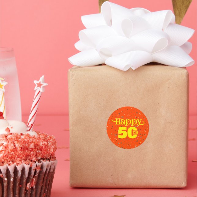 CUTE ORANGE birthday  Classic Round Sticker (Party)