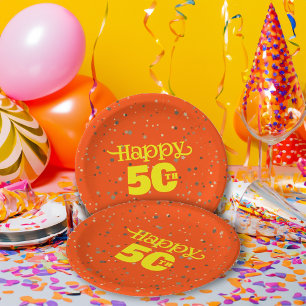 CUTE ORANGE birthday Paper Plate