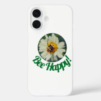 Cute Orange & Black Bee on Daisy Circle Design