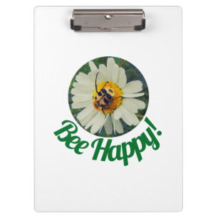Cute Orange & Black Bee on Daisy Circle Design Clipboard