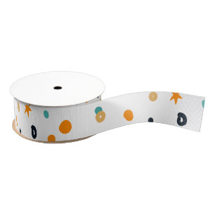 Cute Orange Black Green Fun Halloween Grosgrain Ribbon