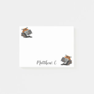 Cute Orange Black Monster Truck Name Personalised Post-it Notes