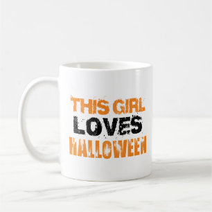 Cute Orange Black This Girl Loves Halloween Coffee Mug