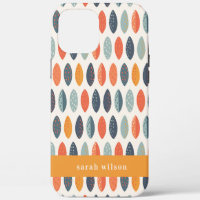 Cute Orange Blue Custom Leafy Botanical Pattern