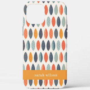 Cute Orange Blue Custom Leafy Botanical Pattern iPhone 12 Pro Max Case