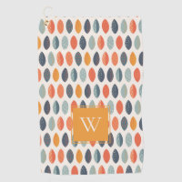 Cute Orange Blue Leafy Botanical Monogram Pattern