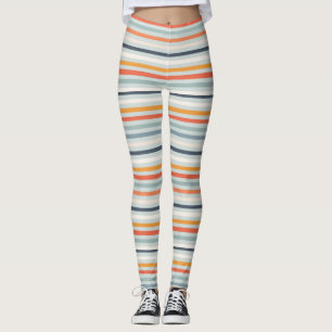 Cute Orange Blue Spring Rainbow Clouds Pattern Leggings