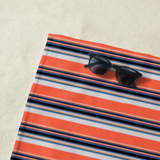 Cute orange blue stripes beach towel