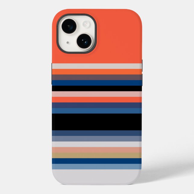 Cute orange blue stripes Case-Mate iPhone case (Back)