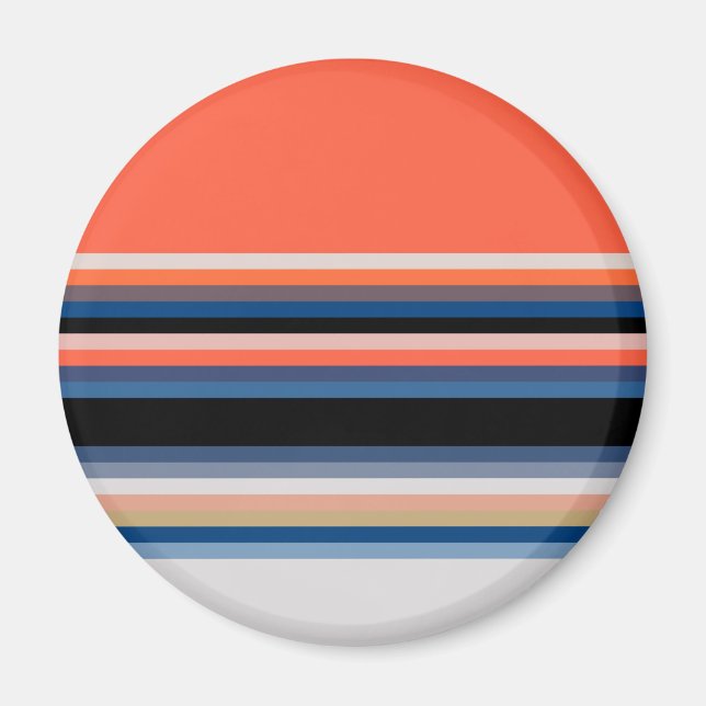 Cute orange blue stripes magnet (Front)