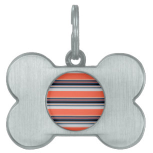 Cute orange blue stripes pet ID tag