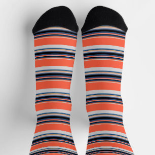 Cute orange blue stripes socks