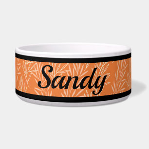 Cute Orange Botanical Customised Dog Bowl