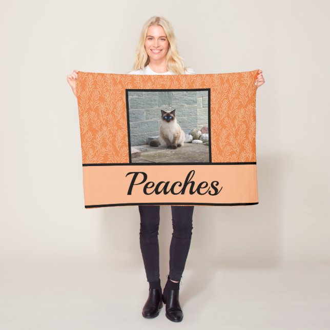 Cute Orange Botanical Customised Pet   Fleece Blanket (In Situ)