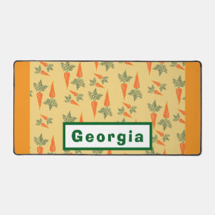 Cute Orange Carrot Name Personalised Desk Mat