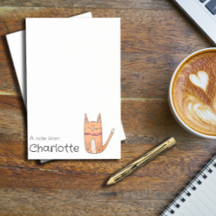 Cute orange cartoon cat name post-it notes