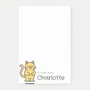 Cute orange cartoon cat name post-it notes