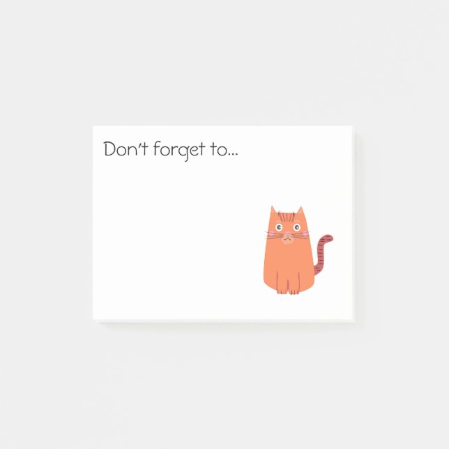 Cute Orange Cartoon Cat Reminder Post-it Notes (Front)