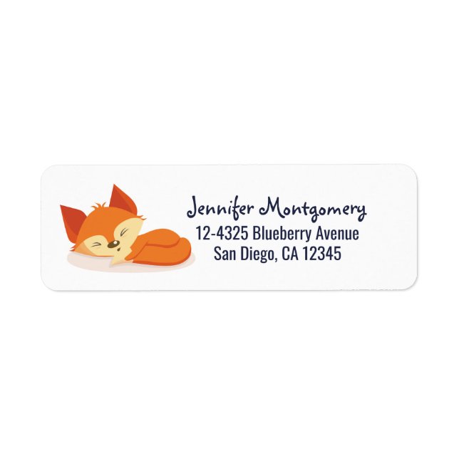 Cute Orange Cartoon Drawing of a Fox Sleeping (Front)