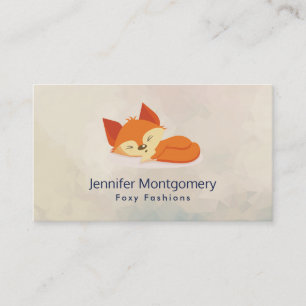 Cute Orange Cartoon Drawing of a Fox Sleeping Business Card