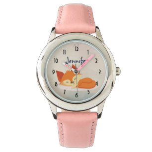 Cute Orange Cartoon Drawing of a Fox Sleeping Watch
