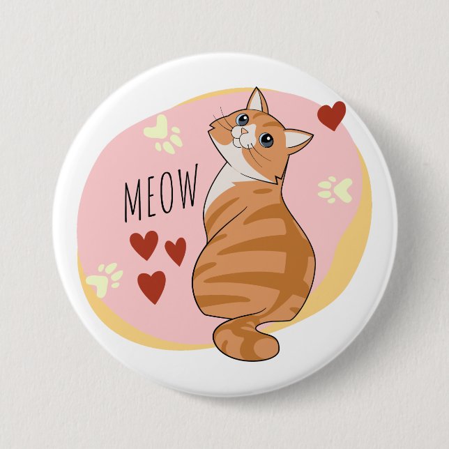 Cute orange cat 7.5 cm round badge (Front)