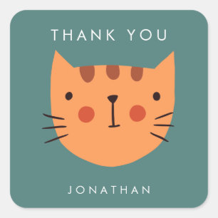 Cute Orange Cat Birthday thank you Square Sticker