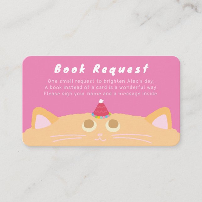 Cute Orange Cat Book Request Enclosure Card (Front)