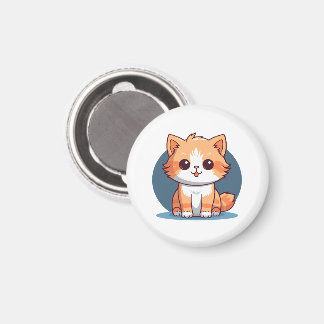 Cute Orange Cat Button Pin Magnet
